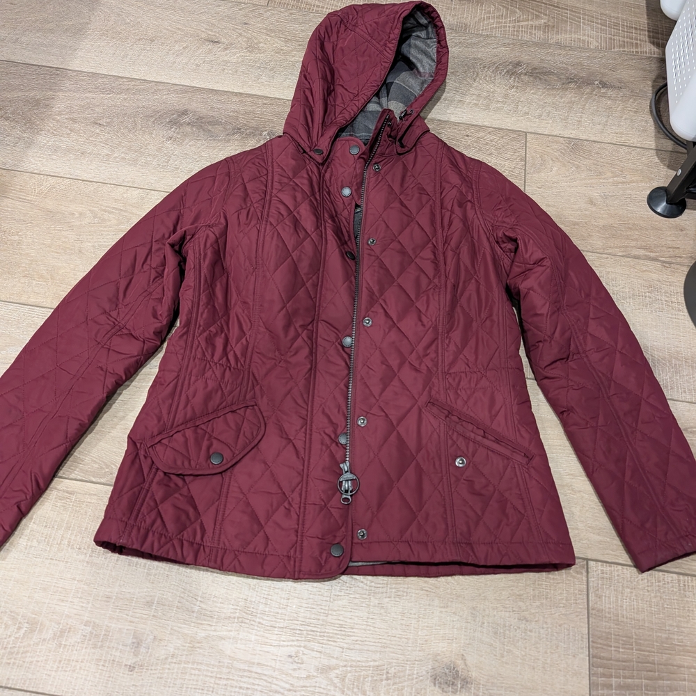 Barbour Gray and Burgundy Winter Tartan Jacket